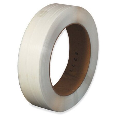 Bsc Preferred 1/2'' x .018 x 9000' White 16 x 6'' Core Hand Grade Polypropylene Strapping - Embossed BUY00016505